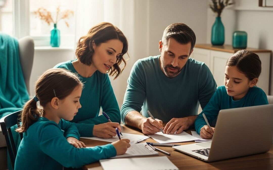 planificación financiera familiar escena familiar