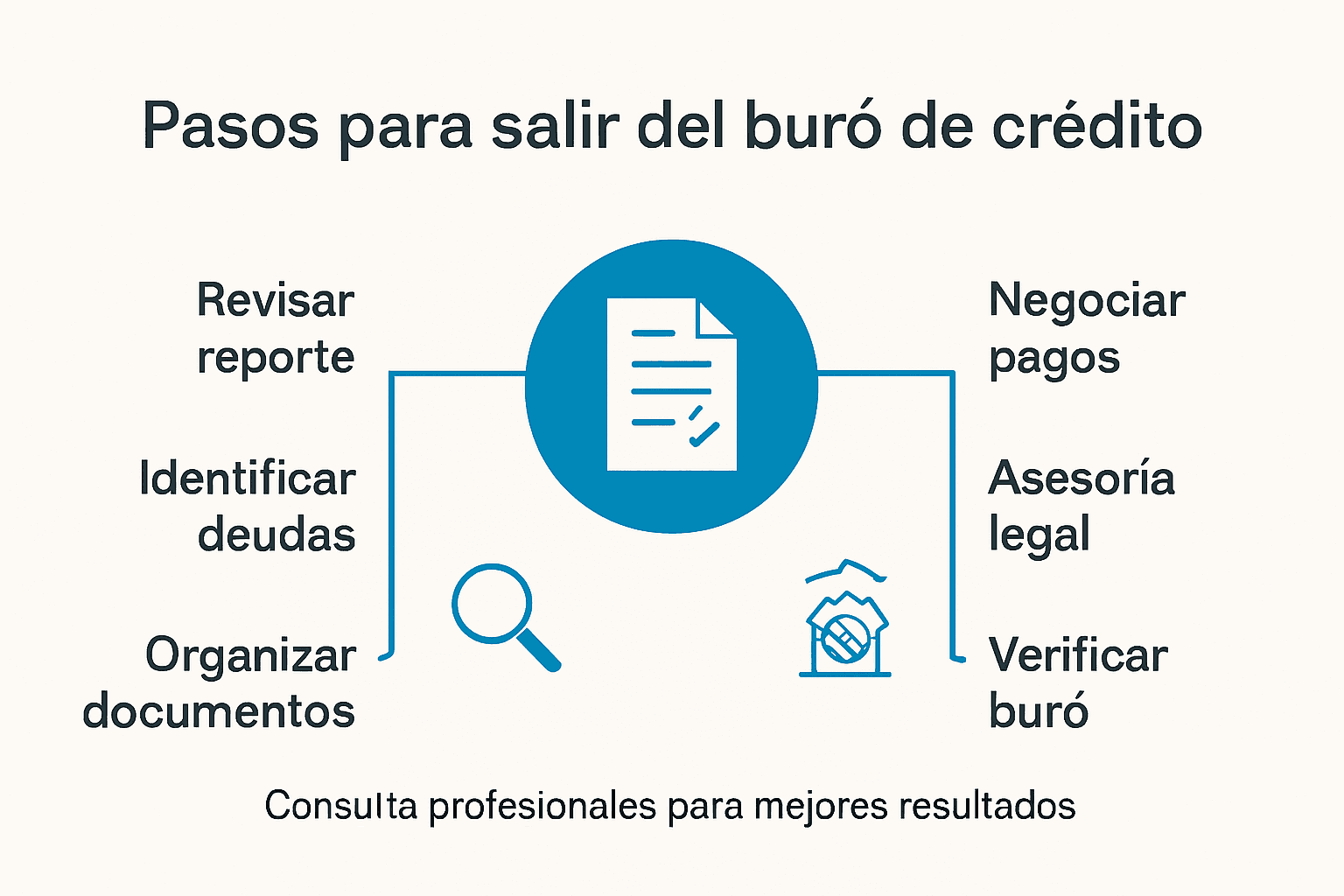 Infografía: pasos esenciales para limpiar tu historial en el buró de crédito
